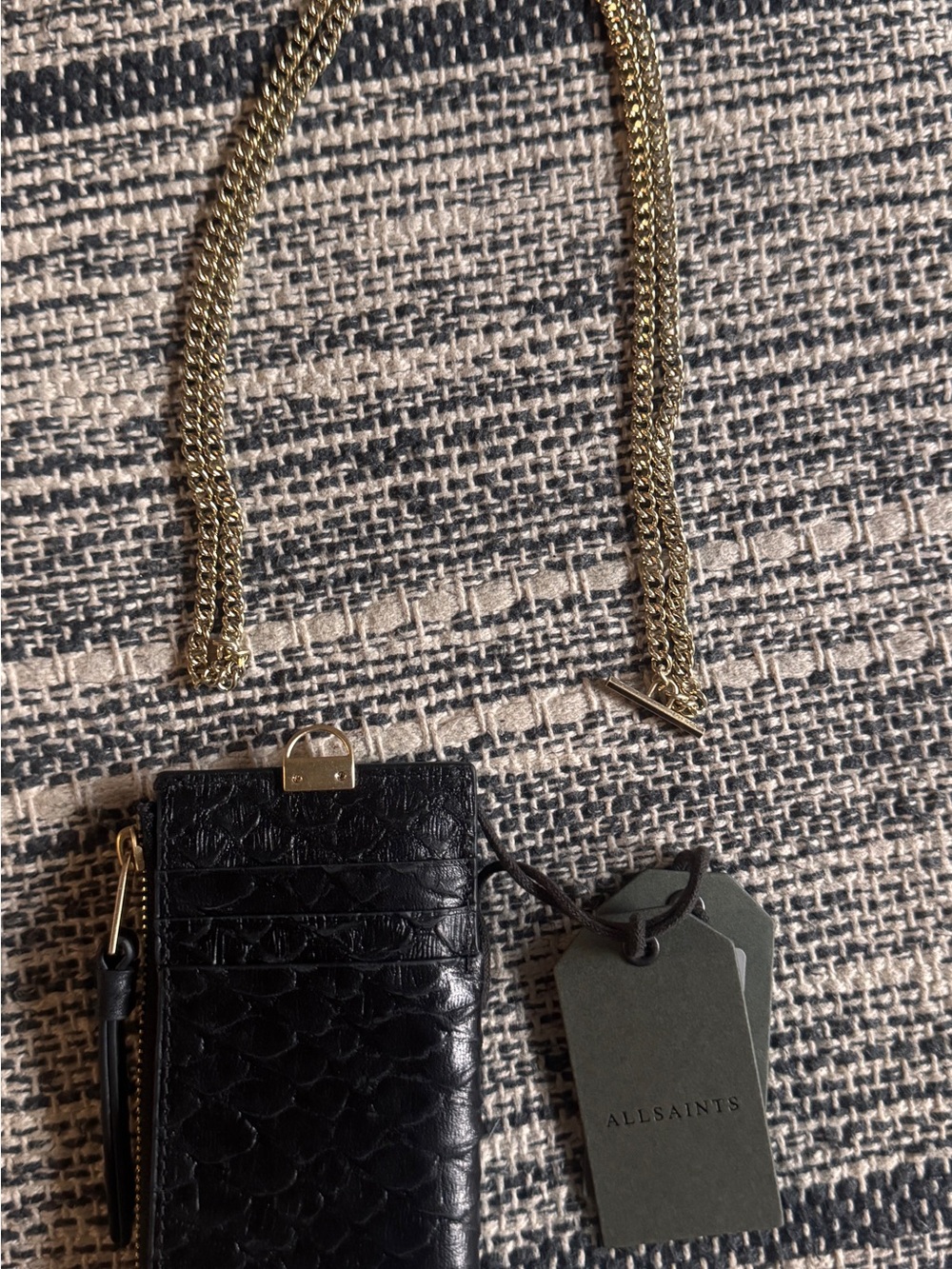 All Saints LOTTE CHAIN (WRO13U) BLACK PYTHON Cardholder Crossbody